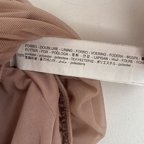 Zara Draped Tulle Runched Halter Bodysuit in Nude, Size S - Picture 10 of 12